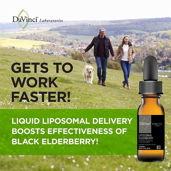 DAVINCI Labs Liposomal Elderberry - Immune Support Supplement for Healthy Lungs, Throat and Sinus* - with ElderCraft European Black Elderberry Extract - Gluten - Free - Vegetarian - 30 ml, 15 Servings - The Oasis of Health