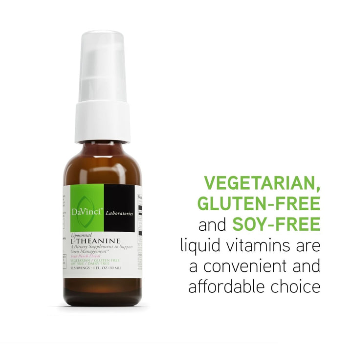 DAVINCI Labs Liposomal L - Theanine - Dietary Supplement to Support Stress Management, Concentration, Focus and Relaxation* - Vegetarian - Gluten and Soy - Free - Dairy - Free - 30 ml - The Oasis of Health