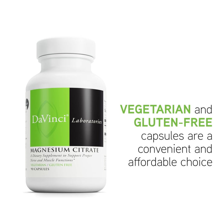 DaVinci Labs Magnesium Citrate - Dietary Supplement to Support Muscle Health, Healthy Nerves and Mineral Absorption* - with 140 mg Magnesium per Serving - Gluten - Free - 90 Vegetable Capsules - The Oasis of Health