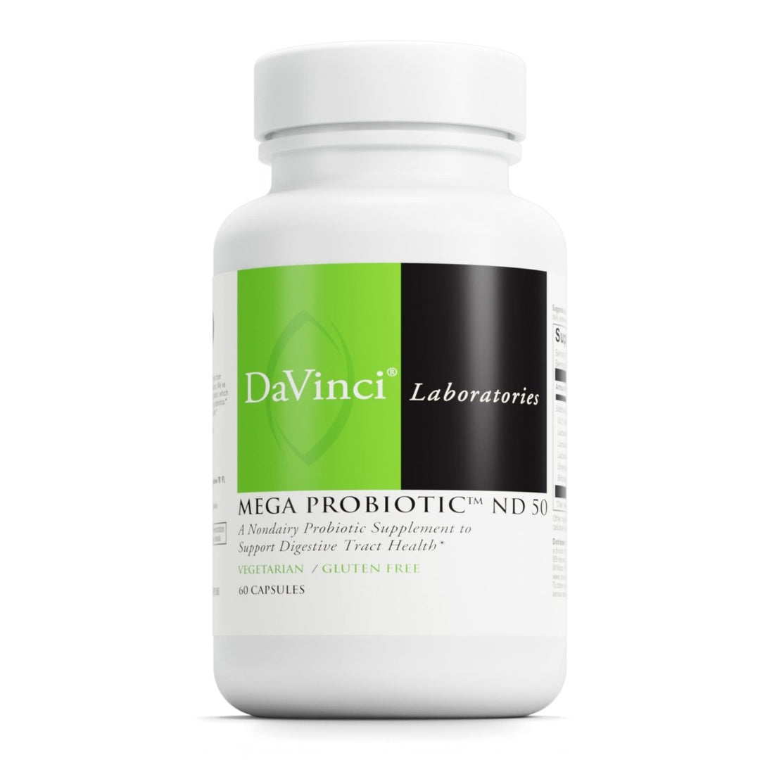 DaVinci Labs Mega Probiotic ND 50 - Non - Dairy Probiotic Supplement with Prebiotic to Support Digestive Health and Immune System - With Nondairy Probiotic Complex - Gluten - Free - 60 Vegetarian Capsules - The Oasis of Health