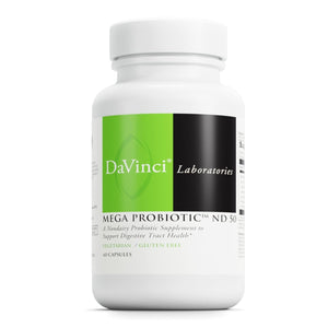 DaVinci Labs Mega Probiotic ND 50 - Non - Dairy Probiotic Supplement with Prebiotic to Support Digestive Health and Immune System - With Nondairy Probiotic Complex - Gluten - Free - 60 Vegetarian Capsules - The Oasis of Health