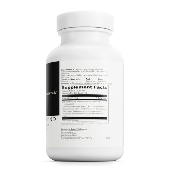 Davinci Labs Mega Probiotic ND - Non - Dairy Probiotic Supplement to Support Gut Health, Digestive Health and Neurological Health* - with Nondairy Probiotic Complex - Gluten - Free - 120 Vegetarian Caps - The Oasis of Health