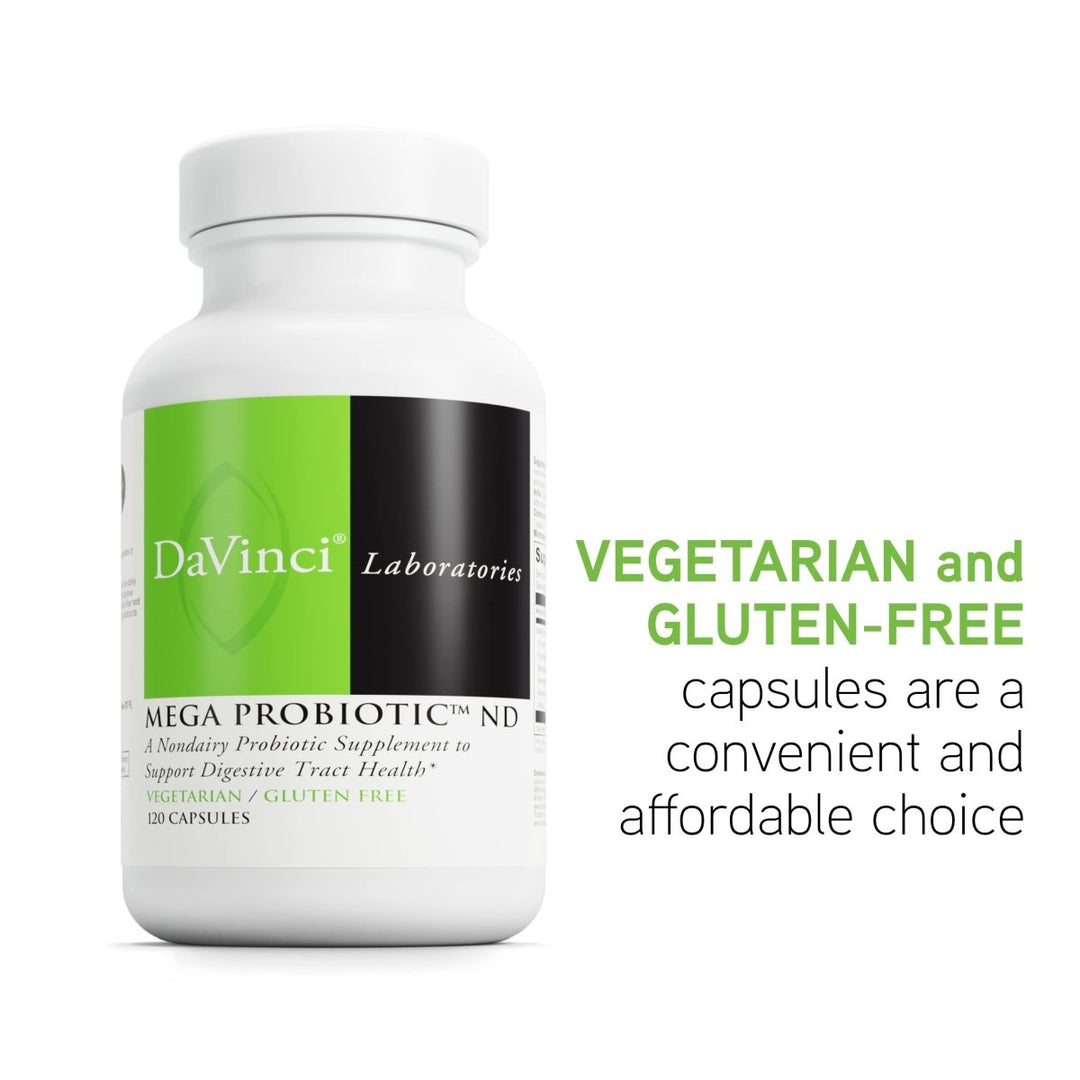 Davinci Labs Mega Probiotic ND - Non - Dairy Probiotic Supplement to Support Gut Health, Digestive Health and Neurological Health* - with Nondairy Probiotic Complex - Gluten - Free - 120 Vegetarian Caps - The Oasis of Health