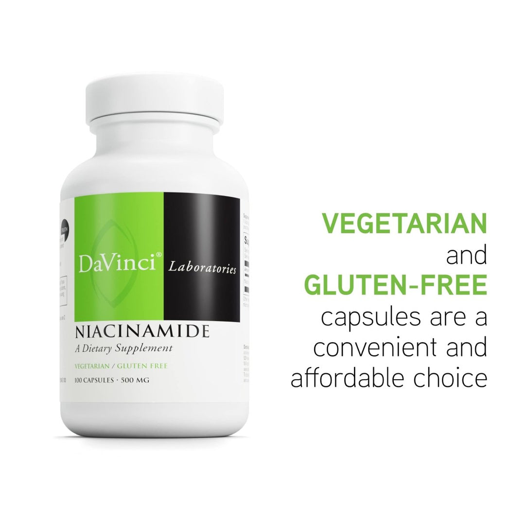 DAVINCI Labs Niacinamide - Dietary Supplement with Vitamin B3 to Support Fat Metabolism, Circulation and Healthy Skin* - with 500 mg Niacinamide per Serving - Gluten - Free - 100 Vegetarian Capsules - The Oasis of Health