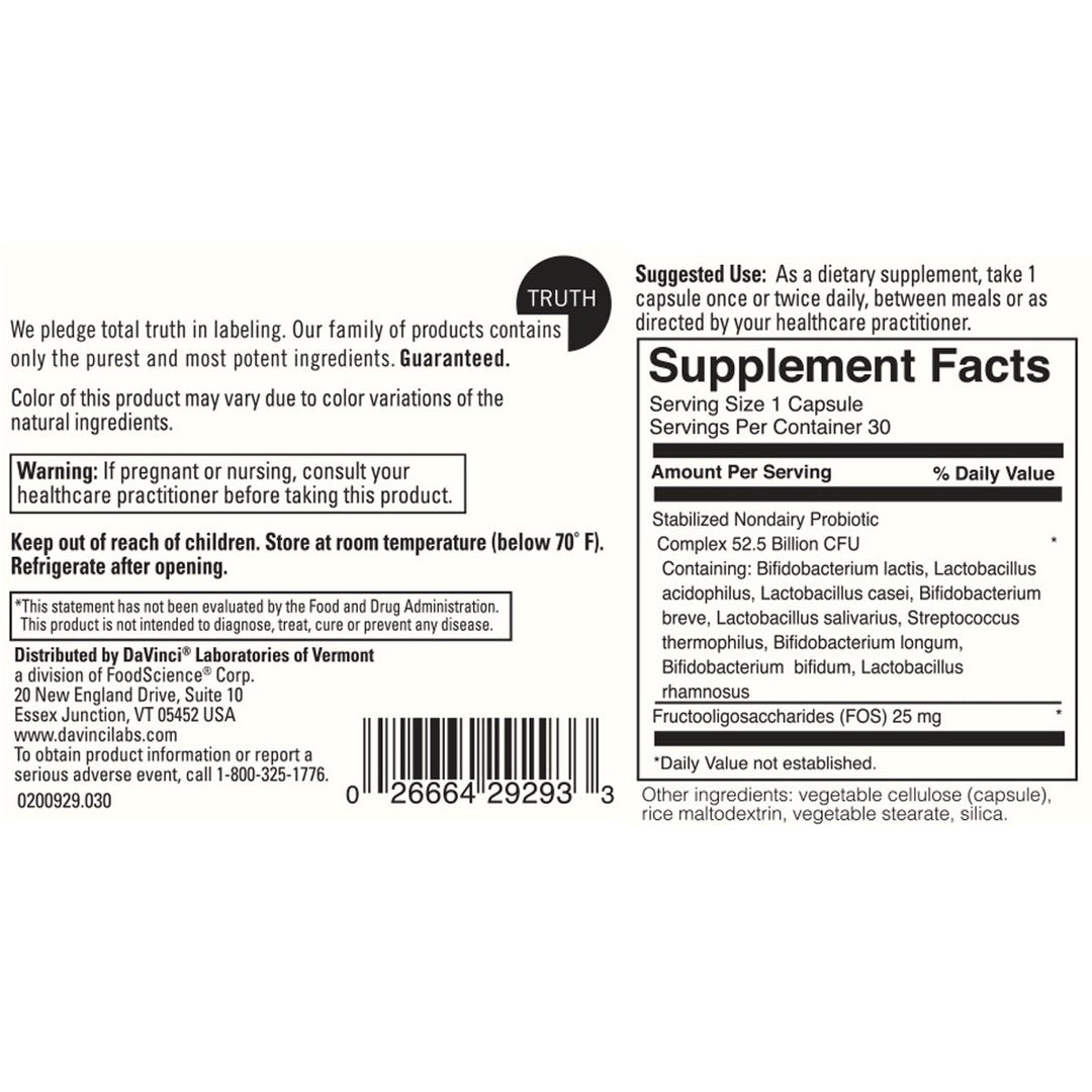 Davinci Labs Nondairy Probiotic 50 30 Caps - The Oasis of Health