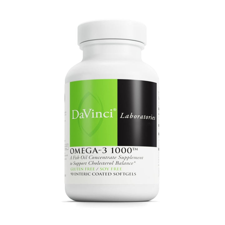 DaVinci Labs Omega - 3 1000 - Dietary Supplement to Maintain Already Normal Cholesterol Levels and Support Immune System, Hair and Skin* - Gluten - Free - 90 Enteric Coated Softgels - The Oasis of Health