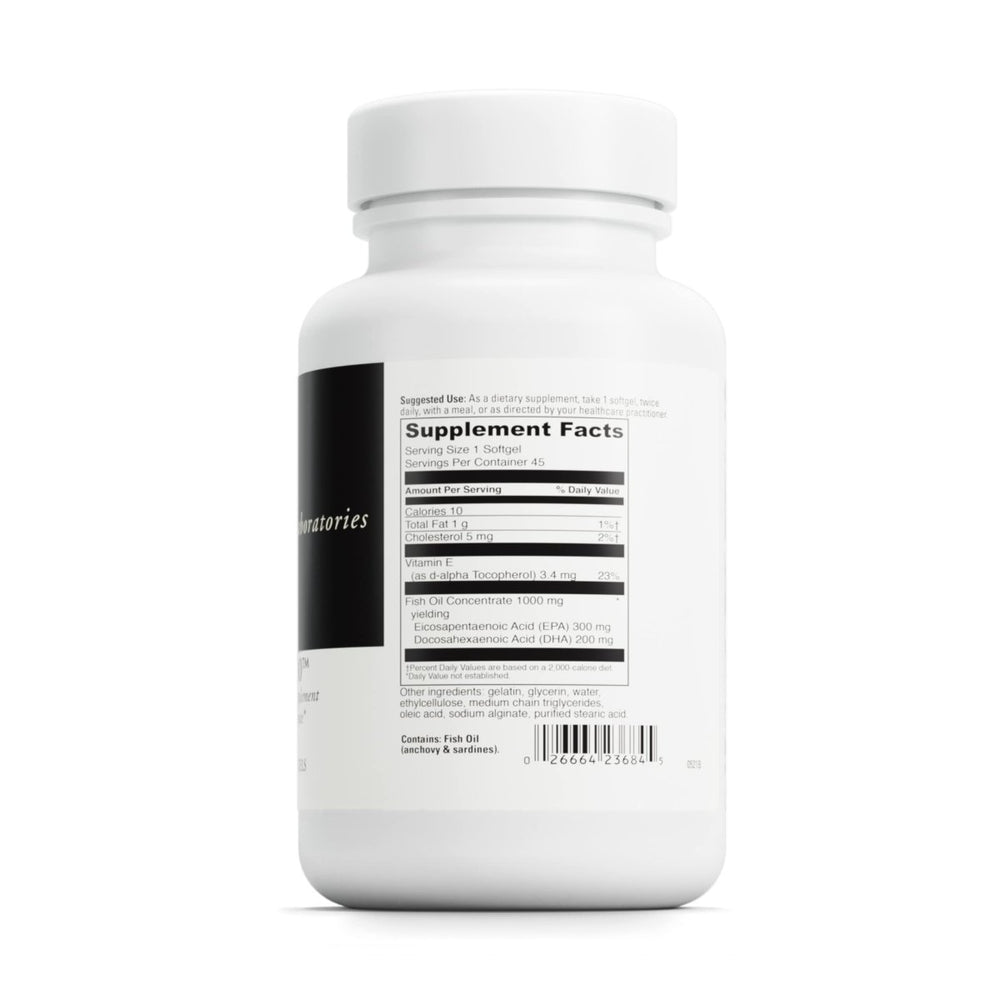 DaVinci Labs Omega - 3 1000 - Dietary Supplement to Maintain Already Normal Cholesterol Levels and Support Immune System, Healthy Hair and Skin* - Gluten - Free - 45 Enteric Coated Softgels - The Oasis of Health