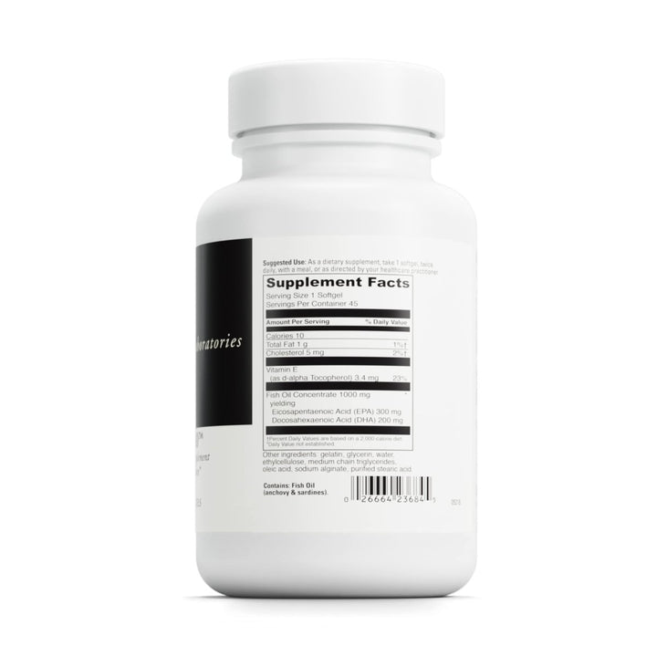 DaVinci Labs Omega - 3 1000 - Dietary Supplement to Maintain Already Normal Cholesterol Levels and Support Immune System, Healthy Hair and Skin* - Gluten - Free - 45 Enteric Coated Softgels - The Oasis of Health