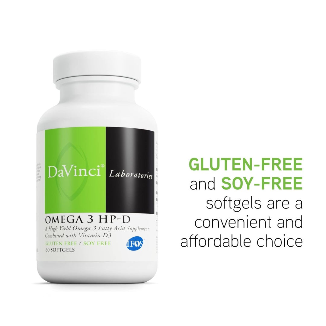DAVINCI Labs Omega 3 HP - D - Dietary Supplement to Support Immune System, Healthy Joints and Cardiovascular and Skin Health* - with Vitamin D3 and More - Gluten - Free - 60 Softgels - The Oasis of Health