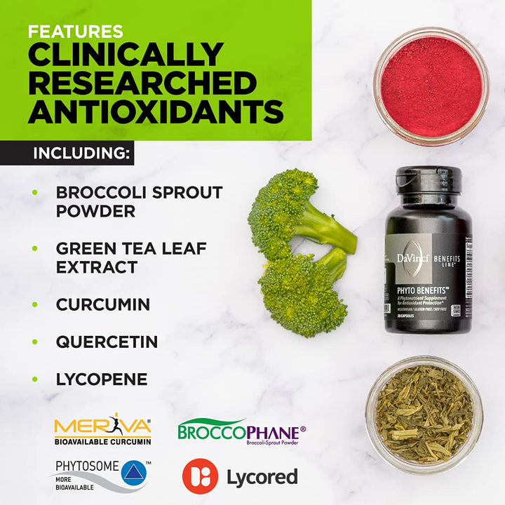 DAVINCI Labs Phyto Benefits - Dietary Supplement to Support Detox, Metabolic Health and Immune System Function* - with Broccoli Sprouts, Quercetin and More - Gluten - Free - 30 Vegetarian Capsules - The Oasis of Health