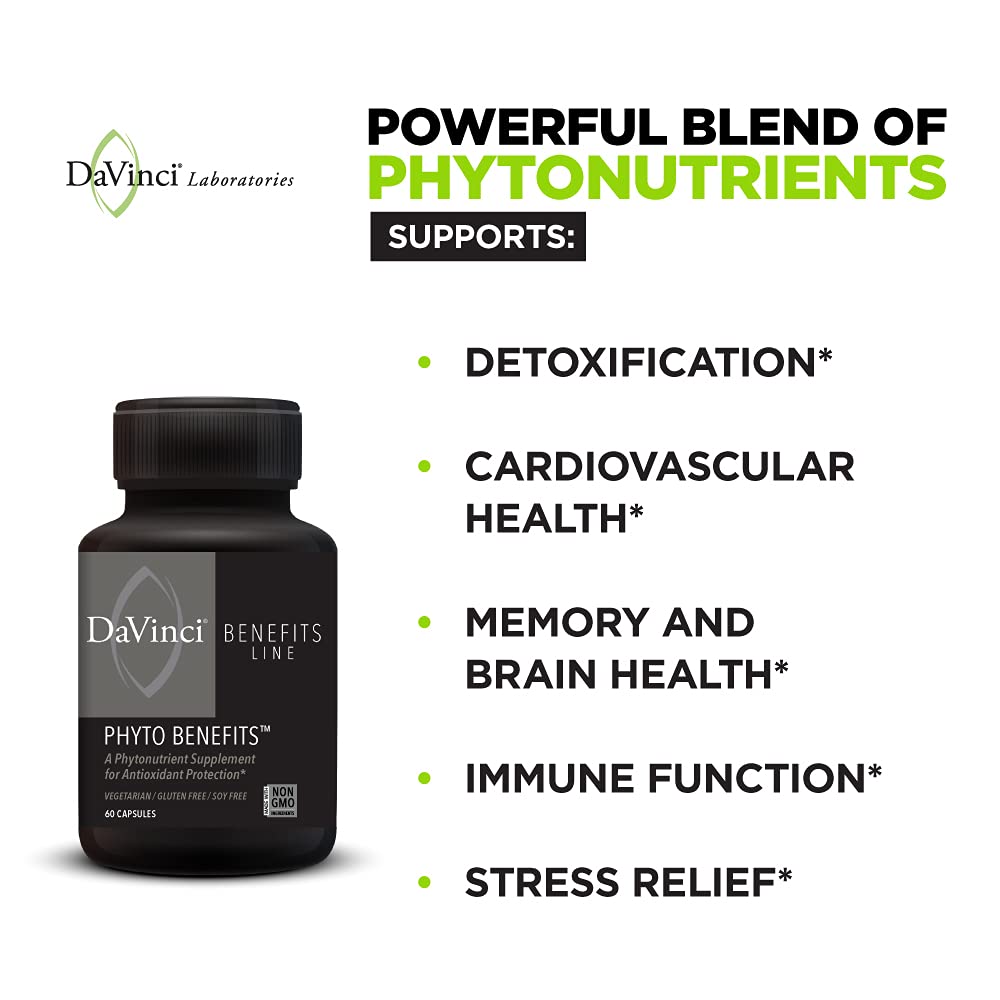 DAVINCI Labs Phyto Benefits - Dietary Supplement to Support Detox, Metabolic Health and Immune System Function* - with Broccoli Sprouts, Quercetin and More - Gluten - Free - 30 Vegetarian Capsules - The Oasis of Health