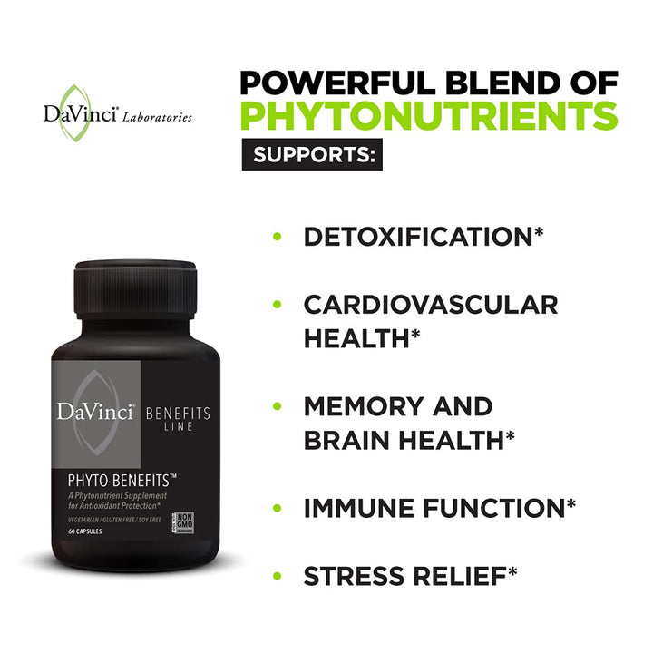 DAVINCI Labs Phyto Benefits - Dietary Supplement to Support Detox, Metabolic Health and Immune System Function* - with Broccoli Sprouts, Quercetin and More - Gluten - Free - 30 Vegetarian Capsules - The Oasis of Health
