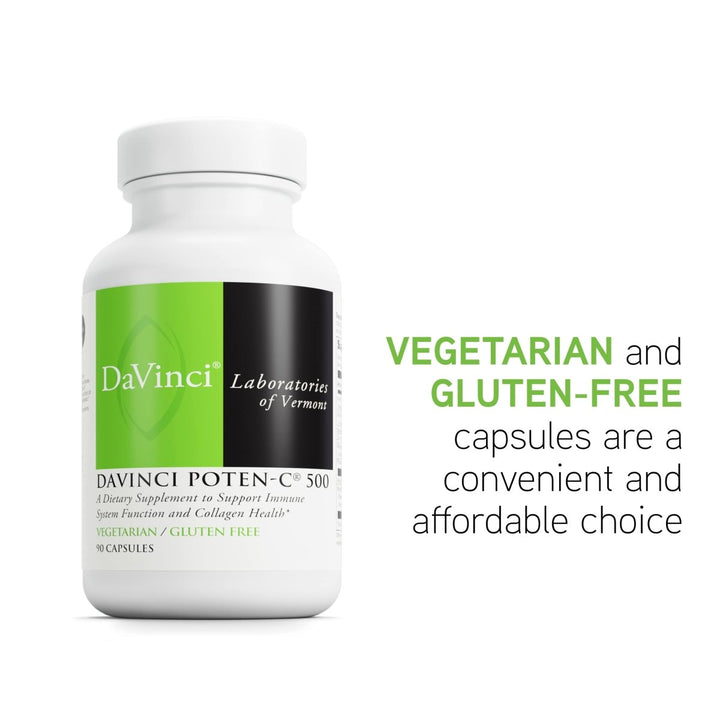 DAVINCI Labs Poten - C 500 - Dietary Supplement to Support Immune System Function & Collagen Health* - with Vitamin C, Calcium, Magnesium, Potassium, and More - Vegetarian - Gluten - Free - 90 Tablets - The Oasis of Health