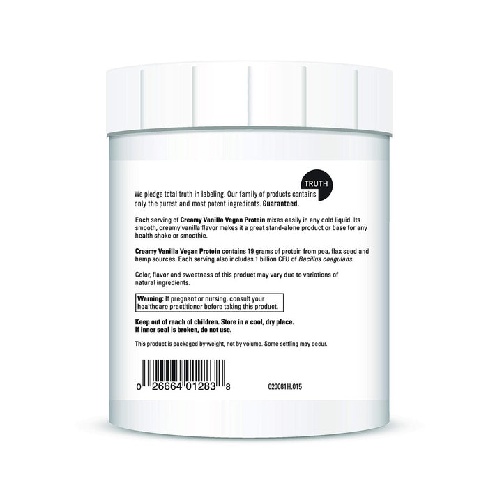 DAVINCI Labs Vegan Protein - Protein Powder Supplement for Weight Support, Muscle and Tissue Repair* - with Pea, Flax Seed, and More - Creamy Vanilla Flavor - Soy and Gluten - Free - 447g, 15 Servings - The Oasis of Health