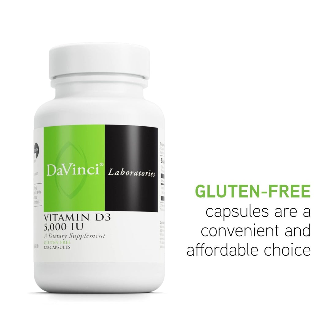 DAVINCI Labs Vitamin D3 5000 IU - Dietary Supplement to Support Healthy Teeth and Bones, Cardiovascular Function, and Immune Health* - with 5000 IU per Serving - Gluten - Free - 120 Capsules - The Oasis of Health