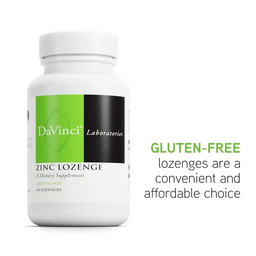 DaVinci Labs Zinc Lozenge - Dietary Supplement to Support Fertility, Immunity, Joint Health and Skin* - with 23 mg Zinc per Serving - Gluten - Free - Lemon Flavor - 60 Lozenges - The Oasis of Health