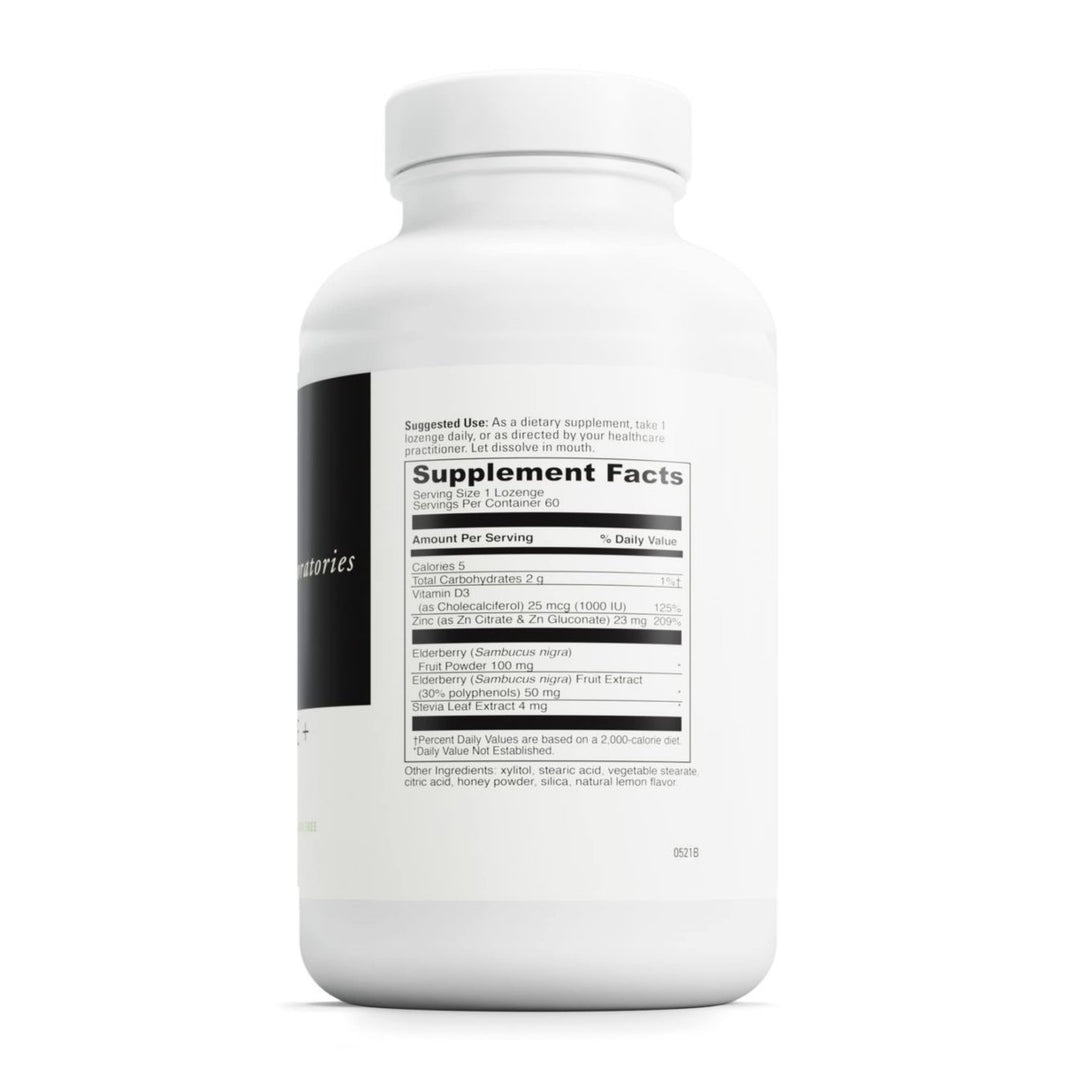 DAVINCI Labs Zinc Lozenge + Elderberry - Zinc Supplement to Support The Immune System, Healthy Lungs and Throat Tissues* - with Vitamin D3, Zinc, Elderberry and More - Lemon Flavor - 60 Lozenges - The Oasis of Health