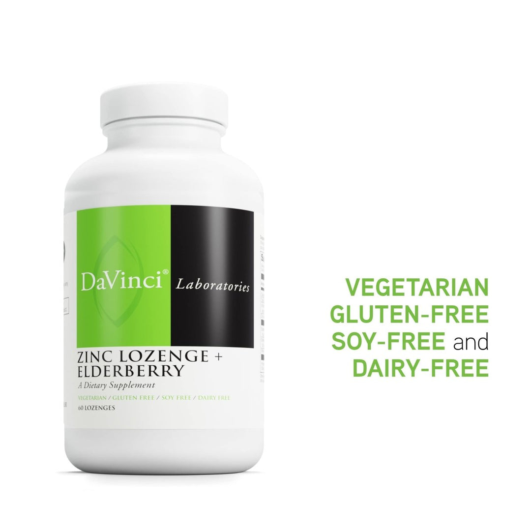 DAVINCI Labs Zinc Lozenge + Elderberry - Zinc Supplement to Support The Immune System, Healthy Lungs and Throat Tissues* - with Vitamin D3, Zinc, Elderberry and More - Lemon Flavor - 60 Lozenges - The Oasis of Health