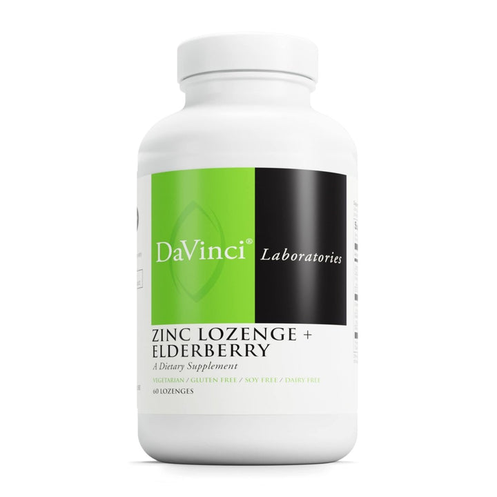 DAVINCI Labs Zinc Lozenge + Elderberry - Zinc Supplement to Support The Immune System, Healthy Lungs and Throat Tissues* - with Vitamin D3, Zinc, Elderberry and More - Lemon Flavor - 60 Lozenges - The Oasis of Health