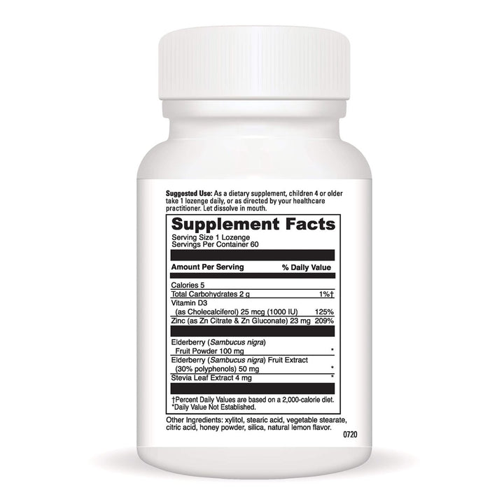 DAVINCI Little Immuni - z + Elderberry - Kids Zinc Lozenge to Support Immune Health, Healthy Lungs and Throat Tissue* - with Vitamin D3, Zinc, Elderberry and More - Lemon Flavor - 60 Lozenges - The Oasis of Health