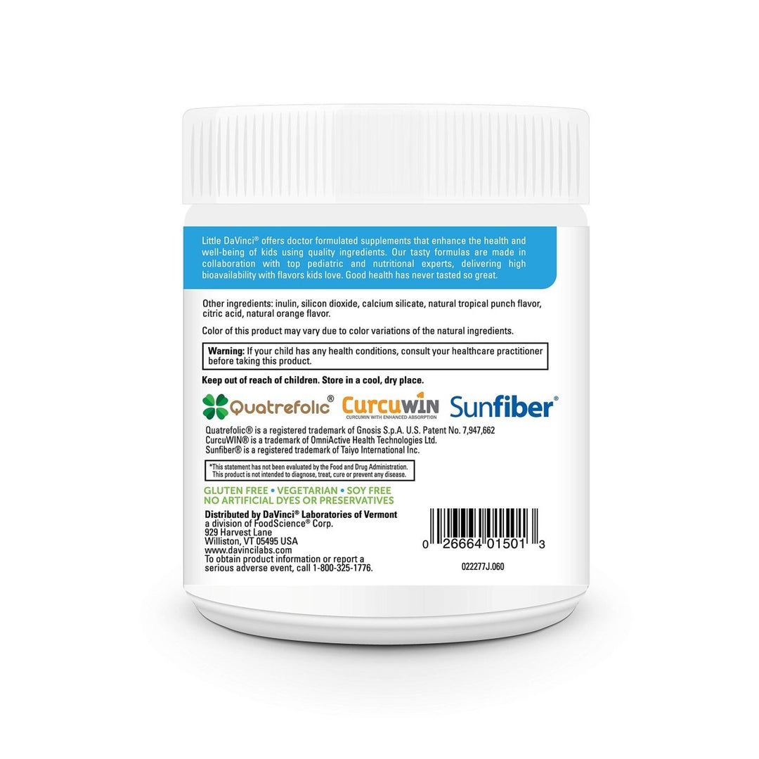 DAVINCI Little Mightiest Vite with Probiotics and Prebiotics - Supports Immune System, Gut Health and Healthy Brain* - with Vitamin C, A, D3, E, and More - Fruit Punch Flavor - 42 g, 30 Servings - The Oasis of Health