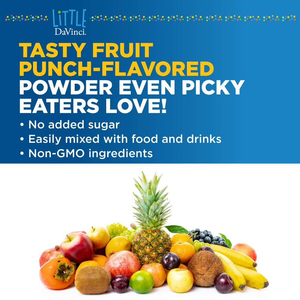 DAVINCI Little Mightiest Vite with Probiotics and Prebiotics - Supports Immune System, Gut Health and Healthy Brain* - with Vitamin C, A, D3, E, and More - Fruit Punch Flavor - 42 g, 30 Servings - The Oasis of Health