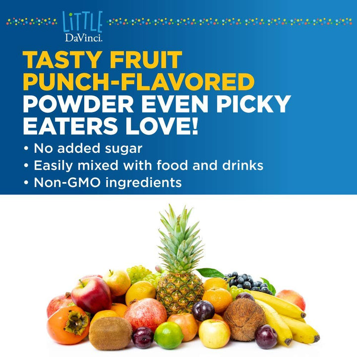DAVINCI Little Mightiest Vite with Probiotics and Prebiotics - Supports Immune System, Gut Health and Healthy Brain* - with Vitamin C, A, D3, E, and More - Fruit Punch Flavor - 42 g, 30 Servings - The Oasis of Health
