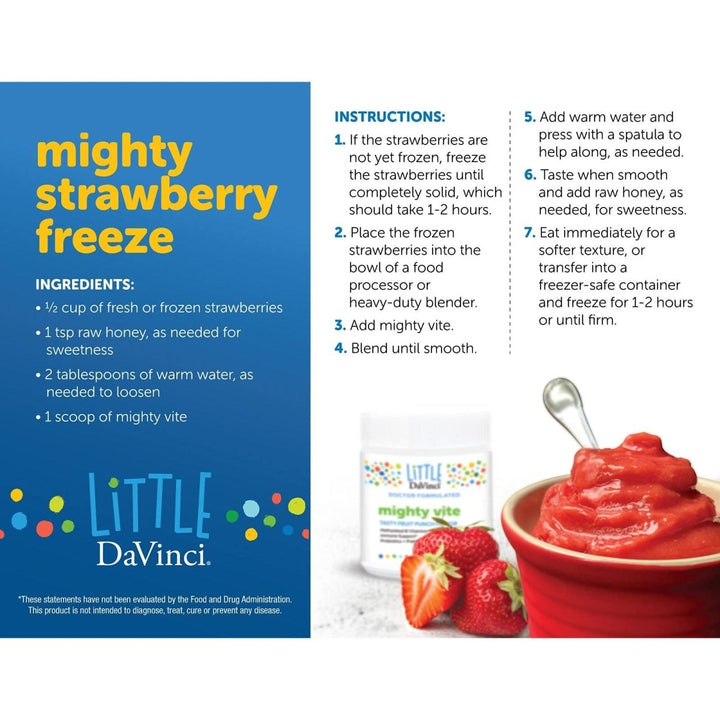 DAVINCI Little Mightiest Vite with Probiotics and Prebiotics - Supports Immune System, Gut Health and Healthy Brain* - with Vitamin C, A, D3, E, and More - Fruit Punch Flavor - 42 g, 30 Servings - The Oasis of Health