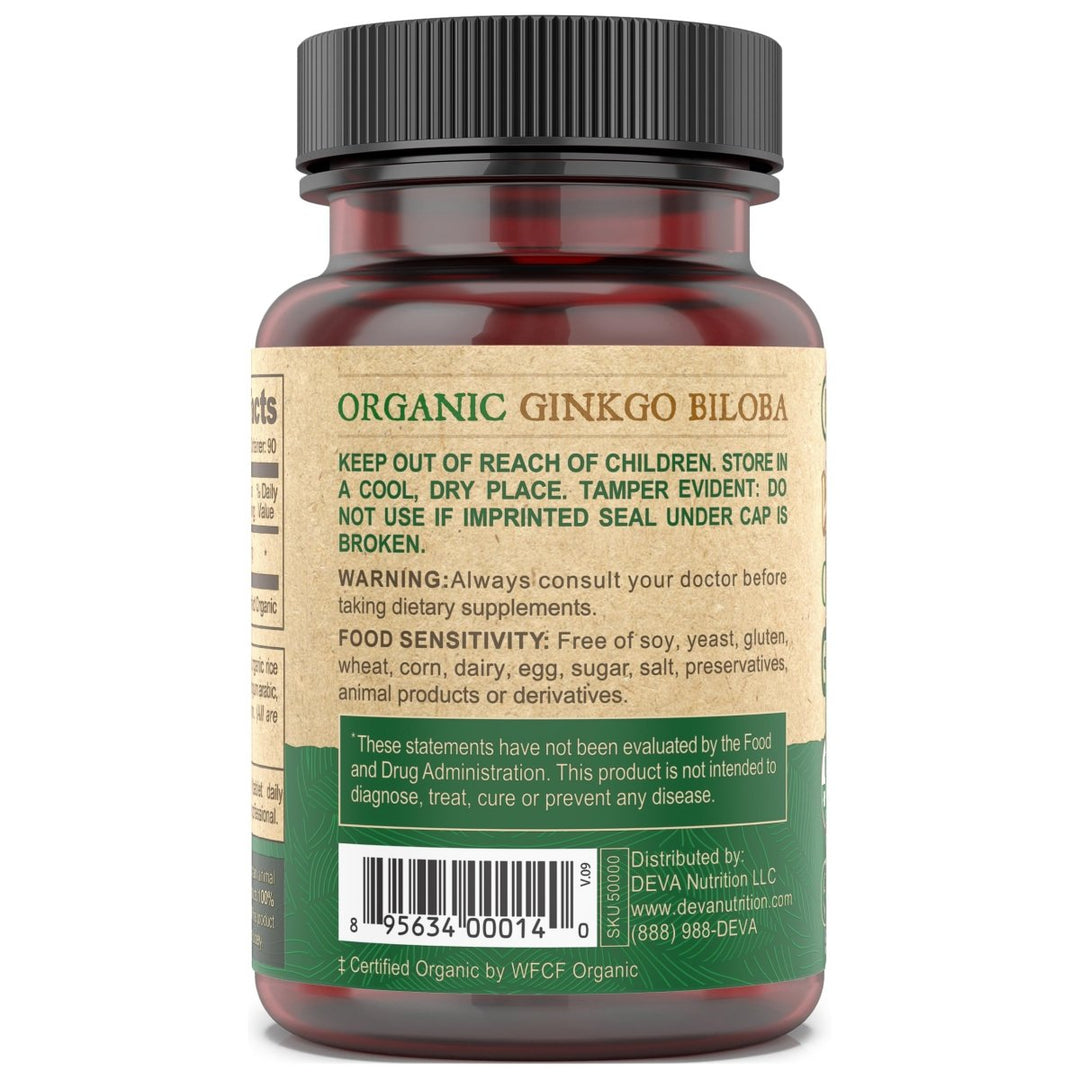Deva Ginkgo Biloba Organic Vegan 90 Vtabs - VA0052 - The Oasis of Health