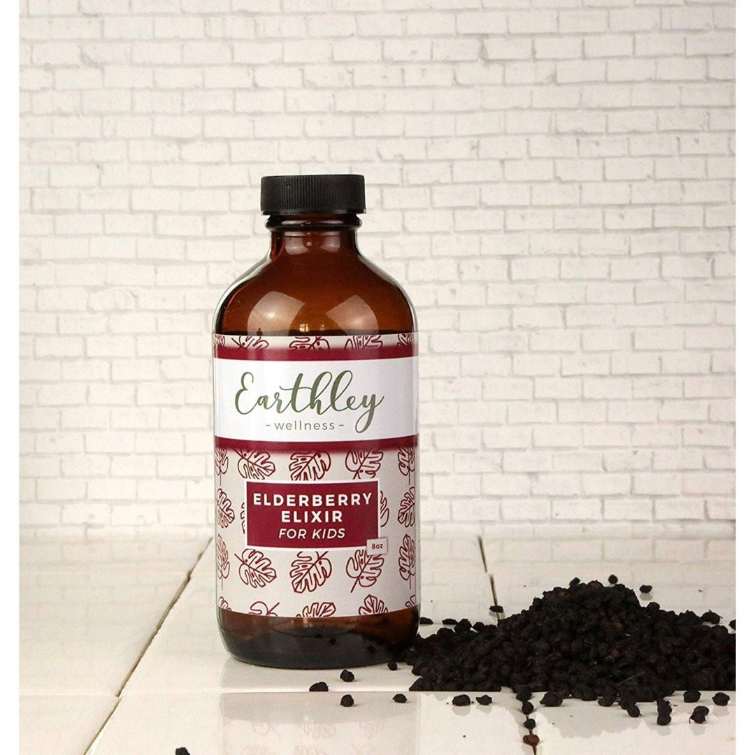 Earthley Elderberry Elixir Herbal Extract, Made with 100% Organic Ingredients, Concentrated Formula, Immune Supporting Herbs, Gluten - Free, Soy - Free, Corn - Free, No Added Sugars or Colors (2oz, Kids) - The Oasis of Health