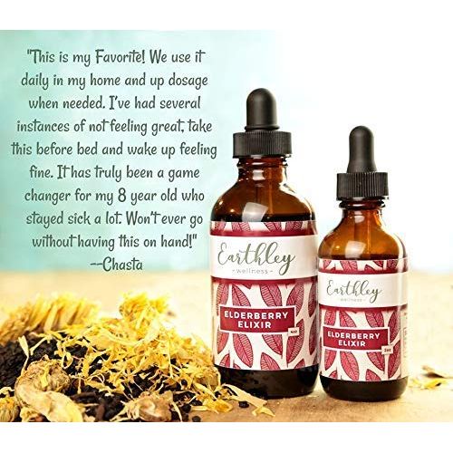 Earthley Elderberry Elixir Herbal Extract, Made with 100% Organic Ingredients, Concentrated Formula, Immune Supporting Herbs, Gluten - Free, Soy - Free, Corn - Free, No Added Sugars or Colors (2oz, Kids) - The Oasis of Health