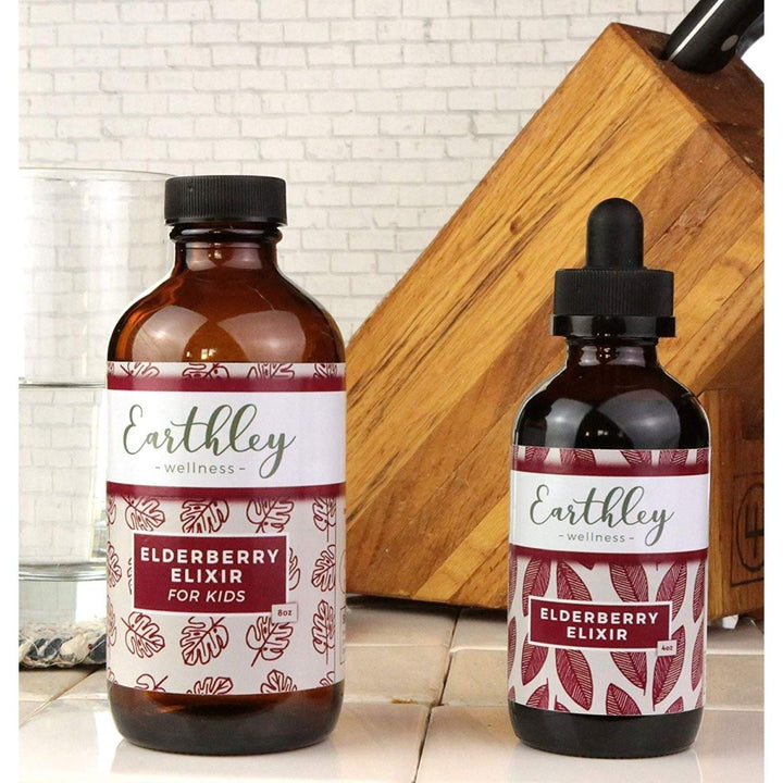 Earthley Elderberry Elixir Herbal Extract, Made with 100% Organic Ingredients, Concentrated Formula, Immune Supporting Herbs, Gluten - Free, Soy - Free, Corn - Free, No Added Sugars or Colors (2oz, Kids) - The Oasis of Health
