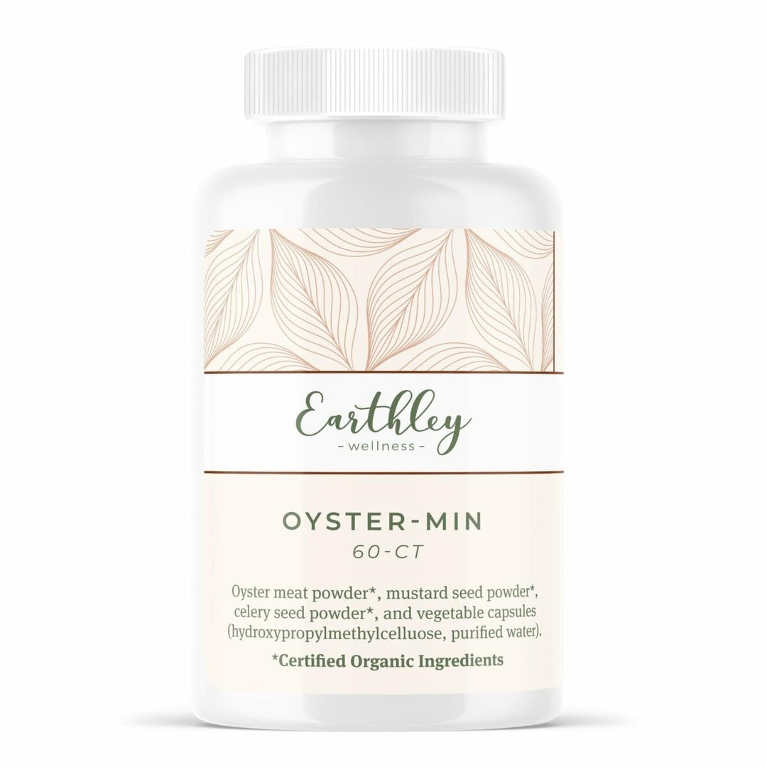 Earthley Oyster - Min, All Natural Mineral Supplement with Zinc, Selenium, Iodine, B12, Copper, Iron & Trace Minerals 100% Pure Oysters (60 Capsules) - The Oasis of Health