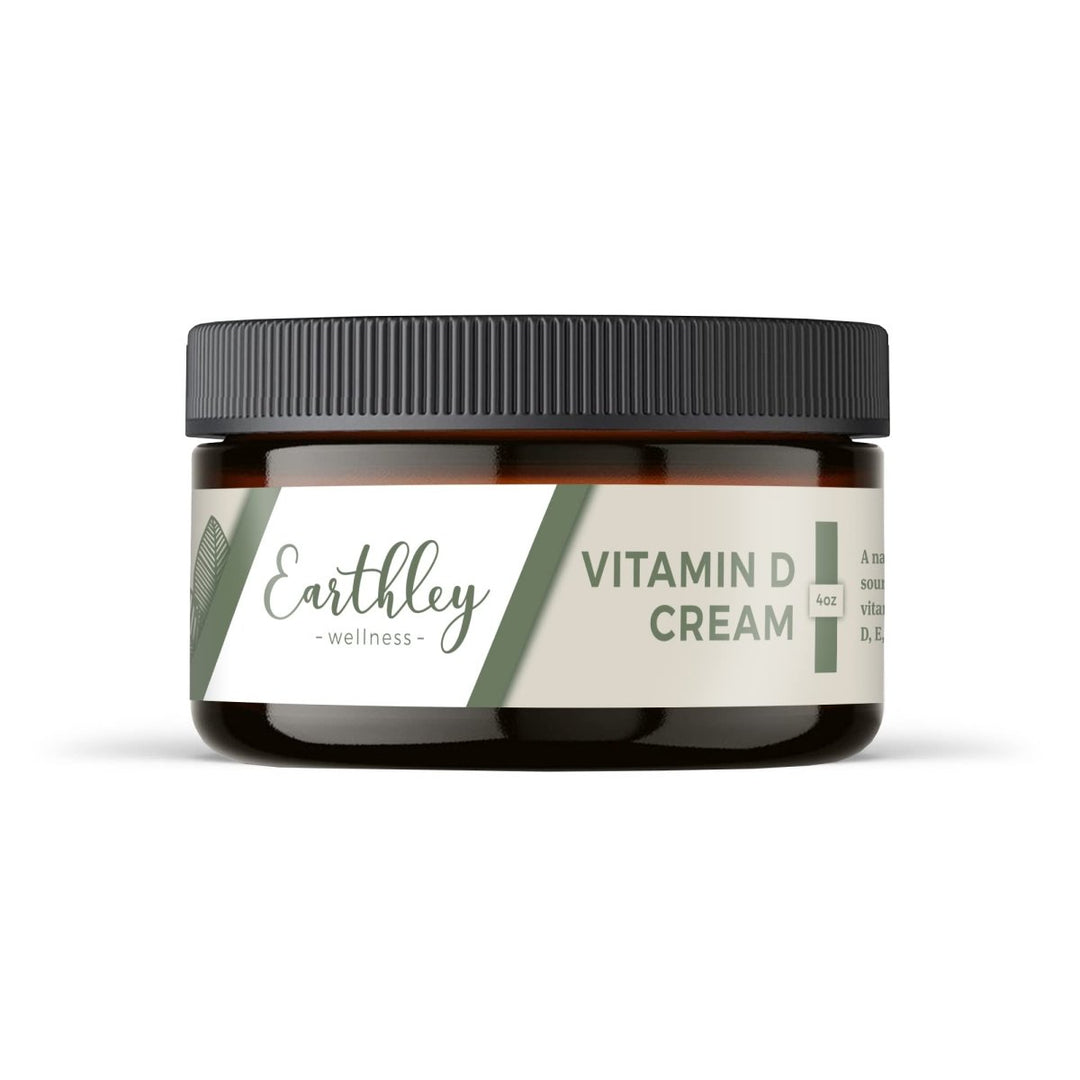 Earthley Vitamin D Cream, Cod Liver Oil, Emu Oil, Organic Mango Butter, Avocado Oil Blend, Paraben - Free, Sulphate - Free, Fragrance - Free (4 oz, Vitamin D Cream) - The Oasis of Health