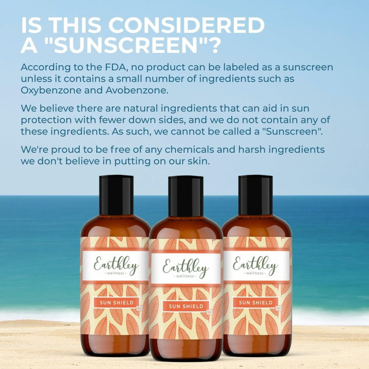 Earthley Wellness, All Natural Sun Shield, Protective Lotion Against Cellular Damage, Soothes Skin, Nourishes Skin, Blocks Free Radicals, and Protects Skin from Redness, Wrinkles, and Damage (8oz) - The Oasis of Health