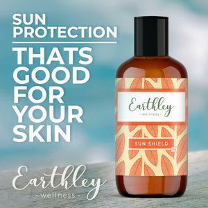 Earthley Wellness, All Natural Sun Shield, Protective Lotion Against Cellular Damage, Soothes Skin, Nourishes Skin, Blocks Free Radicals, and Protects Skin from Redness, Wrinkles, and Damage (8oz) - The Oasis of Health