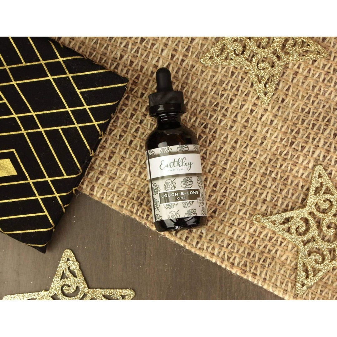 Earthley Wellness, Cough - B - Gone, Natural Herbal Formula, Cold and Cough Remedy, Removes Extra Mucus, Soothes Sore Throats, Promotes Lung Health, and Detoxification, Cough Be Gone (2oz, Kids) - The Oasis of Health