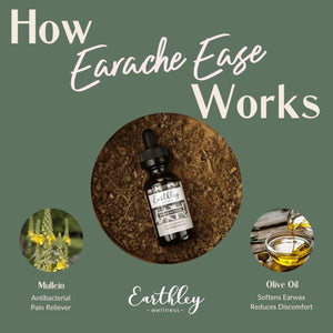 Earthley Wellness Earache Ease, Certified Organic Ingredients, Mullein Leaf and Olive Oil (1 oz) - The Oasis of Health