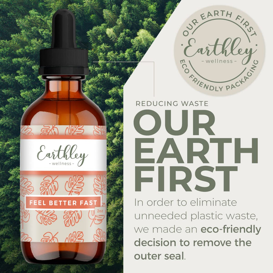 Earthley Wellness Feel Better Fast, Echinacea Root, Fennel, Astragalus Root, Elder Flower and Cinnamon, New Size (1.69 oz) - The Oasis of Health