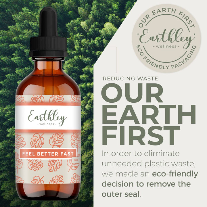 Earthley Wellness Feel Better Fast, Echinacea Root, Fennel, Astragalus Root, Elder Flower and Cinnamon, New Size (1.69 oz) - The Oasis of Health
