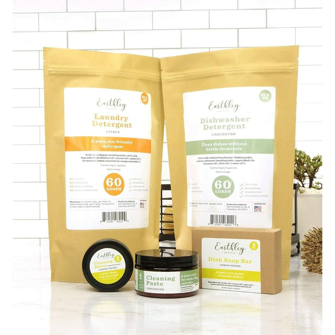 Earthley Wellness Laundry Detergent, Natural, Gentle & Effective for Sensitive Skin, Safe for Baby Clothes & Cloth Diapers, Biodegradable, Eco - Friendly, Plant - Based Cleaners (60 Loads, Unscented) - The Oasis of Health