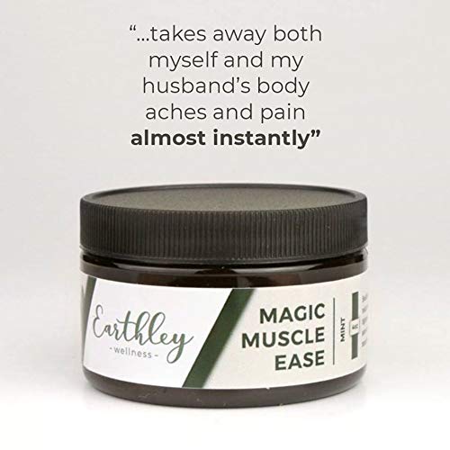 Earthley Wellness, Magic Muscle Ease, Relieve Pain, Soothe Sore Muscles Naturally, Olive Oil, Arnica Flowers, Mango Butter, Kokum Butter, Magnesium Chloride Flakes (4oz, Mint) - The Oasis of Health
