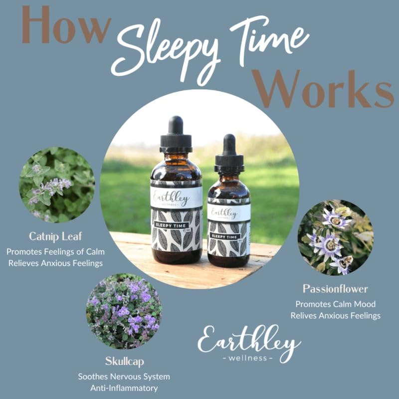 Earthley Wellness, Sleepy Time Herbal Extract, Promote Restful Sleep and Peaceful Nights, Formulated with Organic Catnip Leaf, Skullcap & Passionflower (1oz) - The Oasis of Health