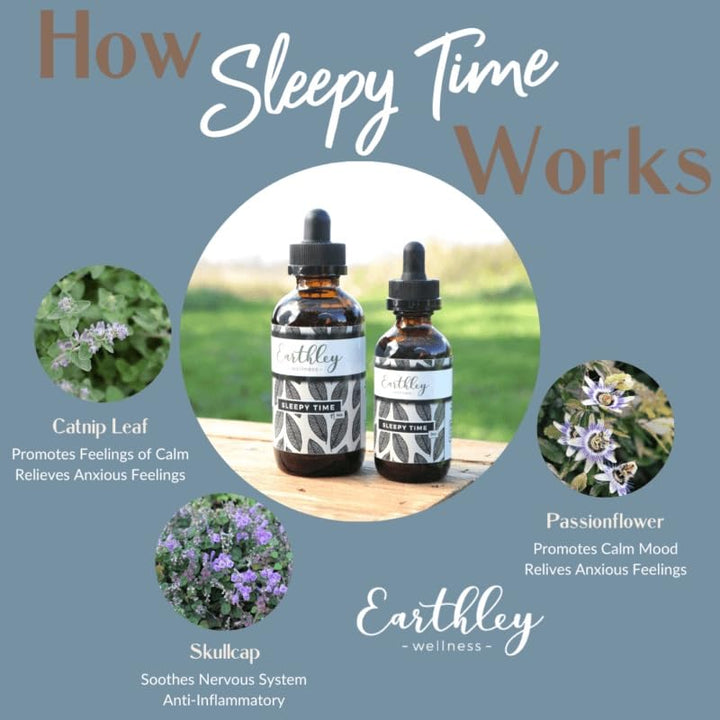 Earthley Wellness, Sleepy Time Herbal Extract, Promote Restful Sleep and Peaceful Nights, Formulated with Organic Catnip Leaf, Skullcap & Passionflower (1oz) - The Oasis of Health