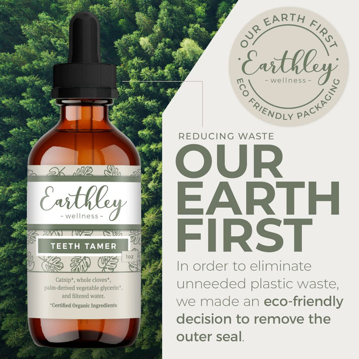 Earthley Wellness, Teeth Tamer, Natural Teething Relief, Soothes Drooling and Irritability Due to Teething or Toothaches, Pure, Organic Ingredients, Improved Label (1.69 oz) - The Oasis of Health