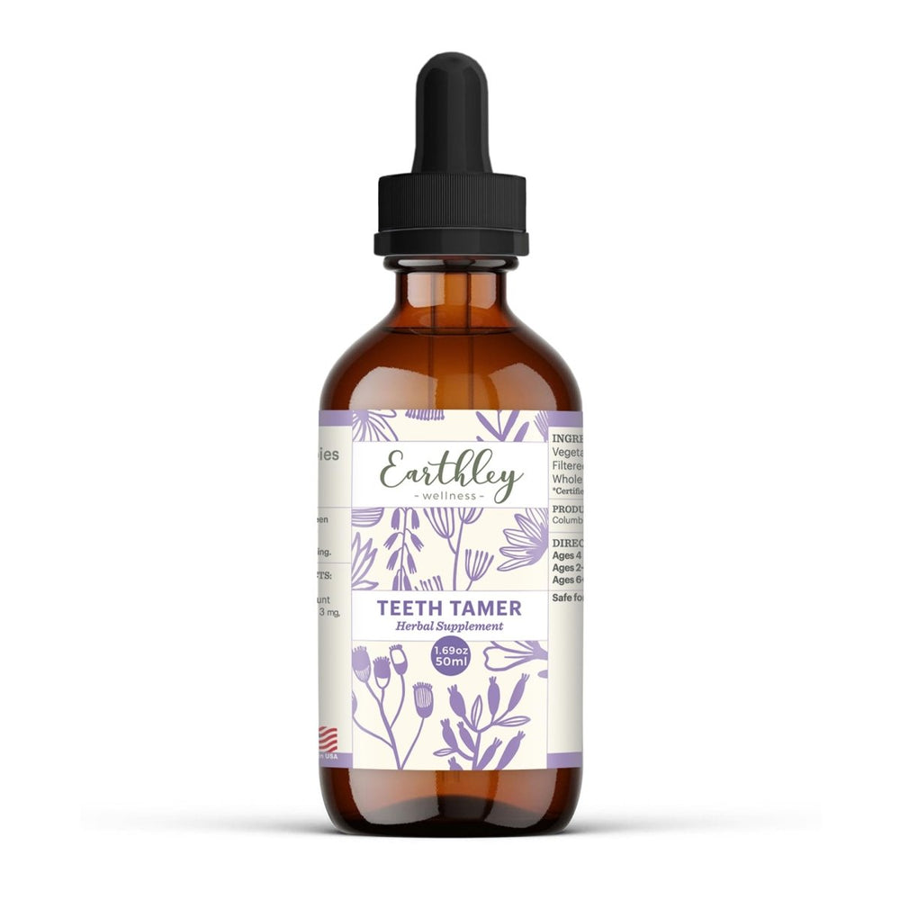 Earthley Wellness, Teeth Tamer, Natural Teething Relief, Soothes Drooling and Irritability Due to Teething or Toothaches, Pure, Organic Ingredients, Improved Label (1.69 oz) - The Oasis of Health