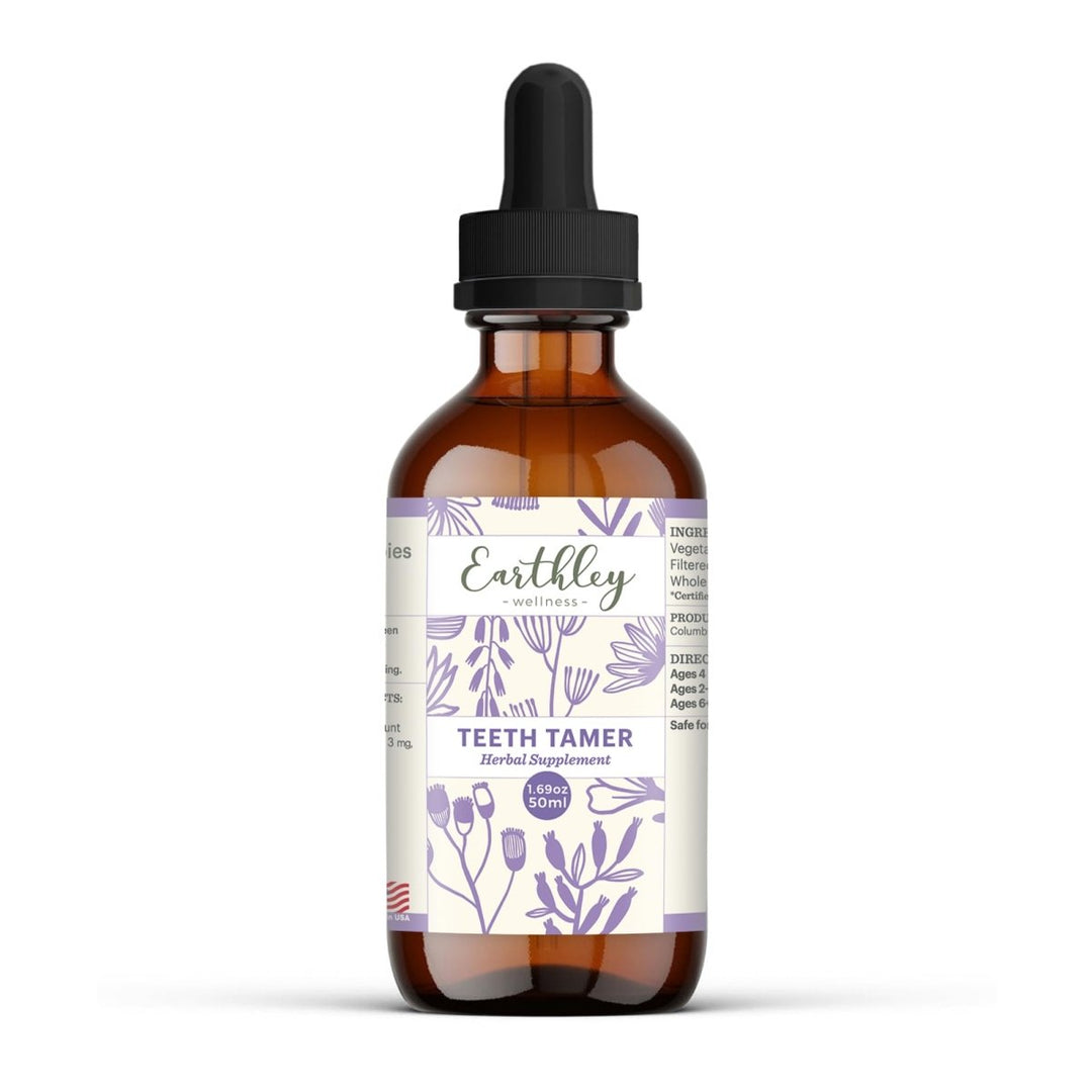 Earthley Wellness, Teeth Tamer, Natural Teething Relief, Soothes Drooling and Irritability Due to Teething or Toothaches, Pure, Organic Ingredients, Improved Label (1.69 oz) - The Oasis of Health