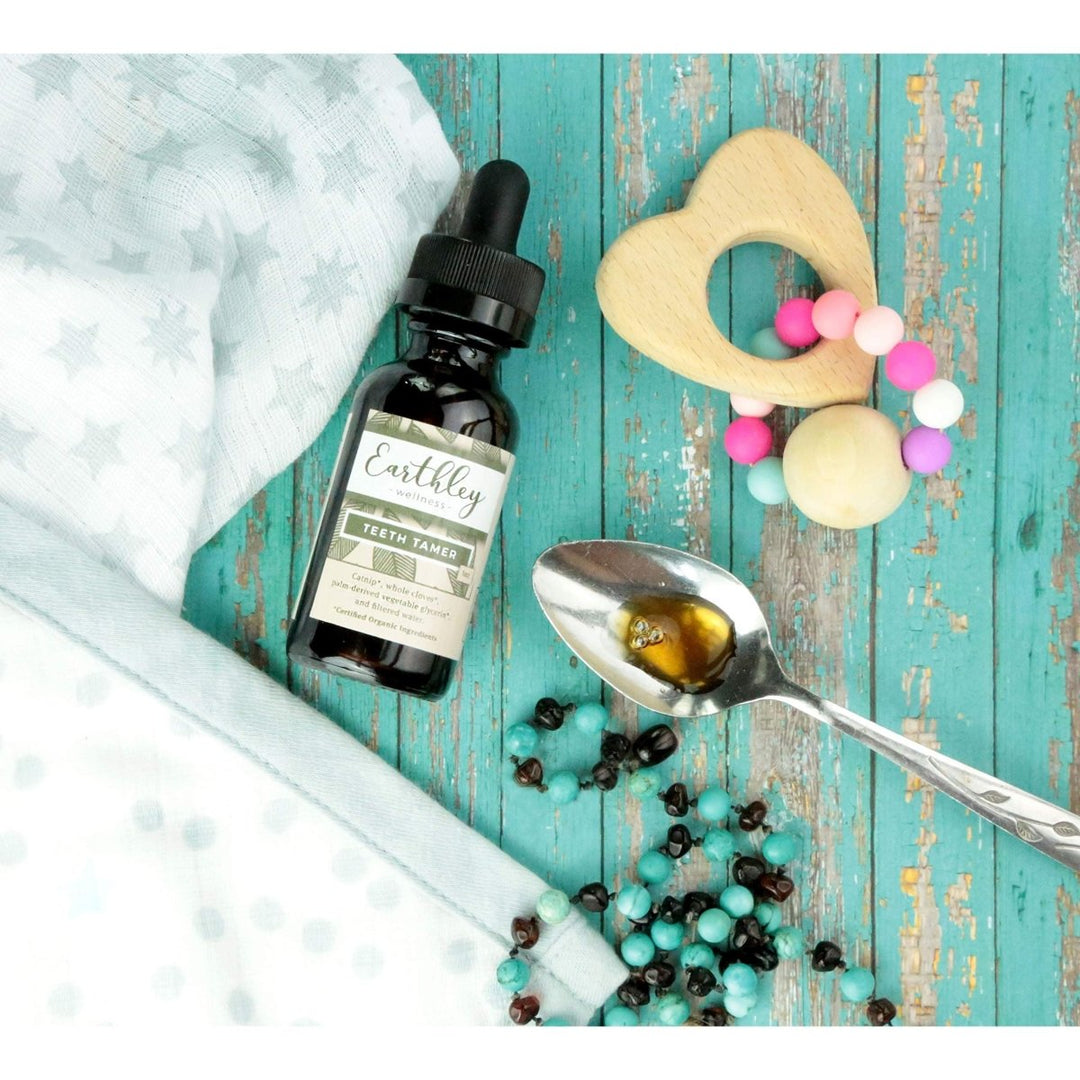 Earthley Wellness, Teeth Tamer, Natural Teething Relief, Soothes Drooling and Irritability Due to Teething or Toothaches, Pure, Organic Ingredients, Improved Label (1.69 oz) - The Oasis of Health