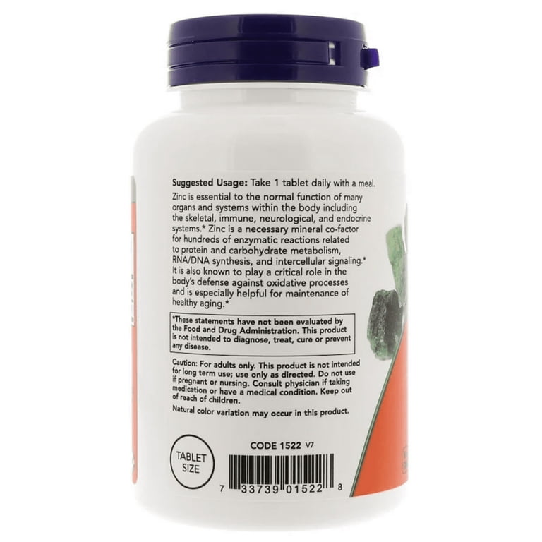 Now Foods Zinc 50mg 250 Tablets - 1522 - 4 Pack