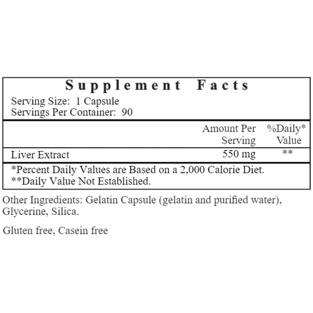 Ecological Formulas Liver Extract Lyophilized 550mg 90 Capsules - The Oasis of Health